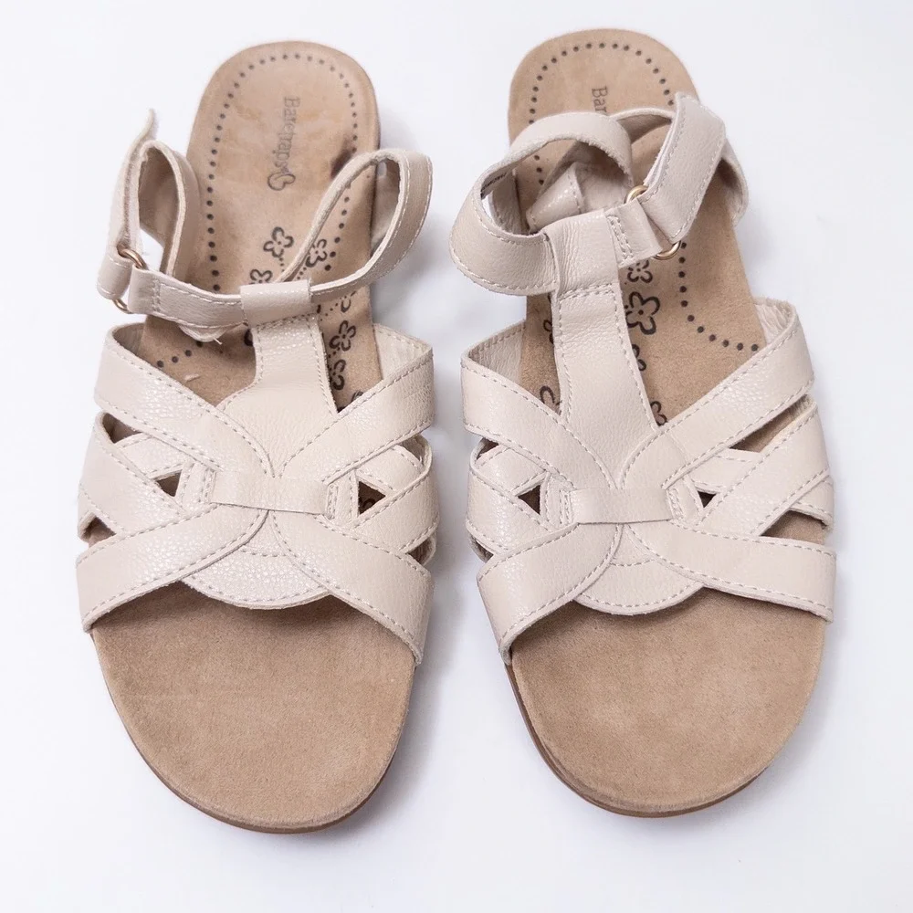 Baretraps Sandals Womens 11M Beige‎ Strappy Hook Loop Comfort